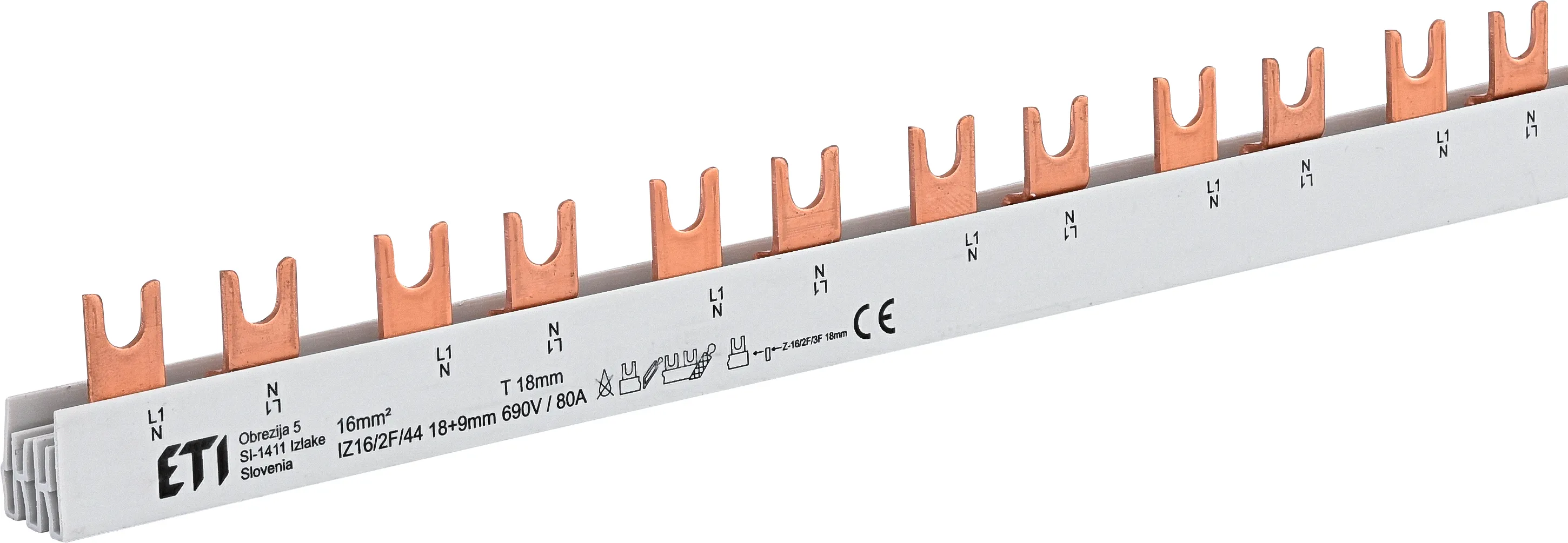 Cu šina IZ16/2F/44 18+9mm 002921233