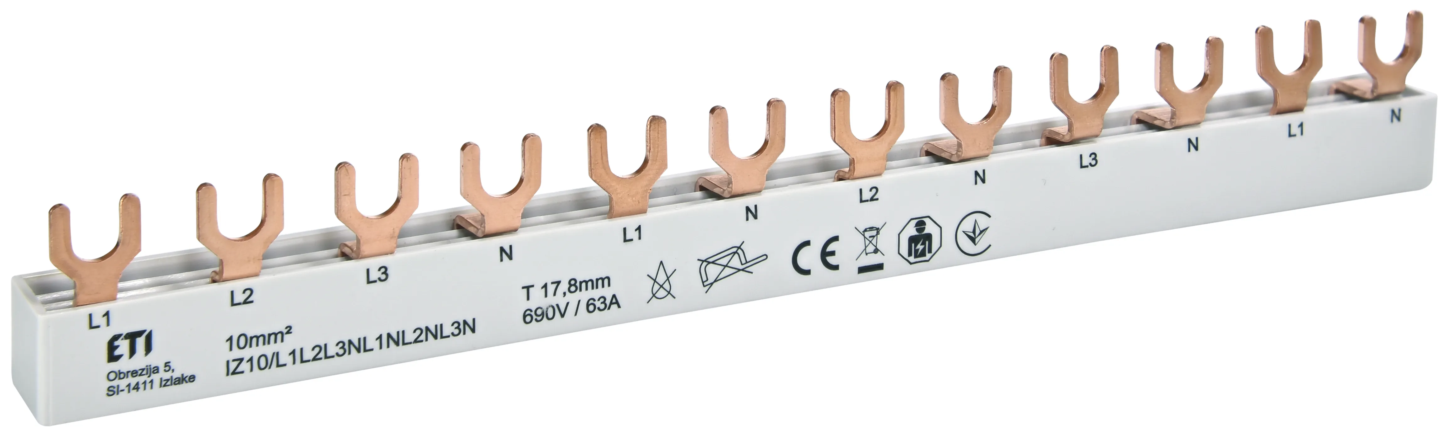 Cu šina IZ10/L1L2L3NL1NL2NL3N 002921275