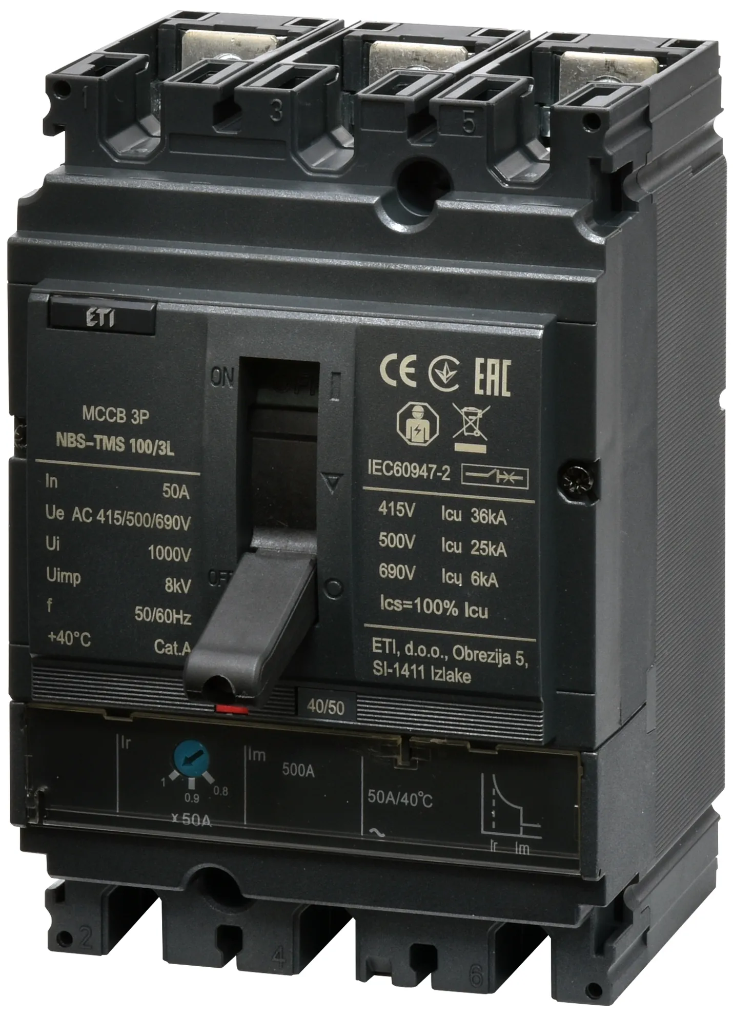 Kompaktni prekidač NBS-TMS 100/3L  50A 3P 004673004