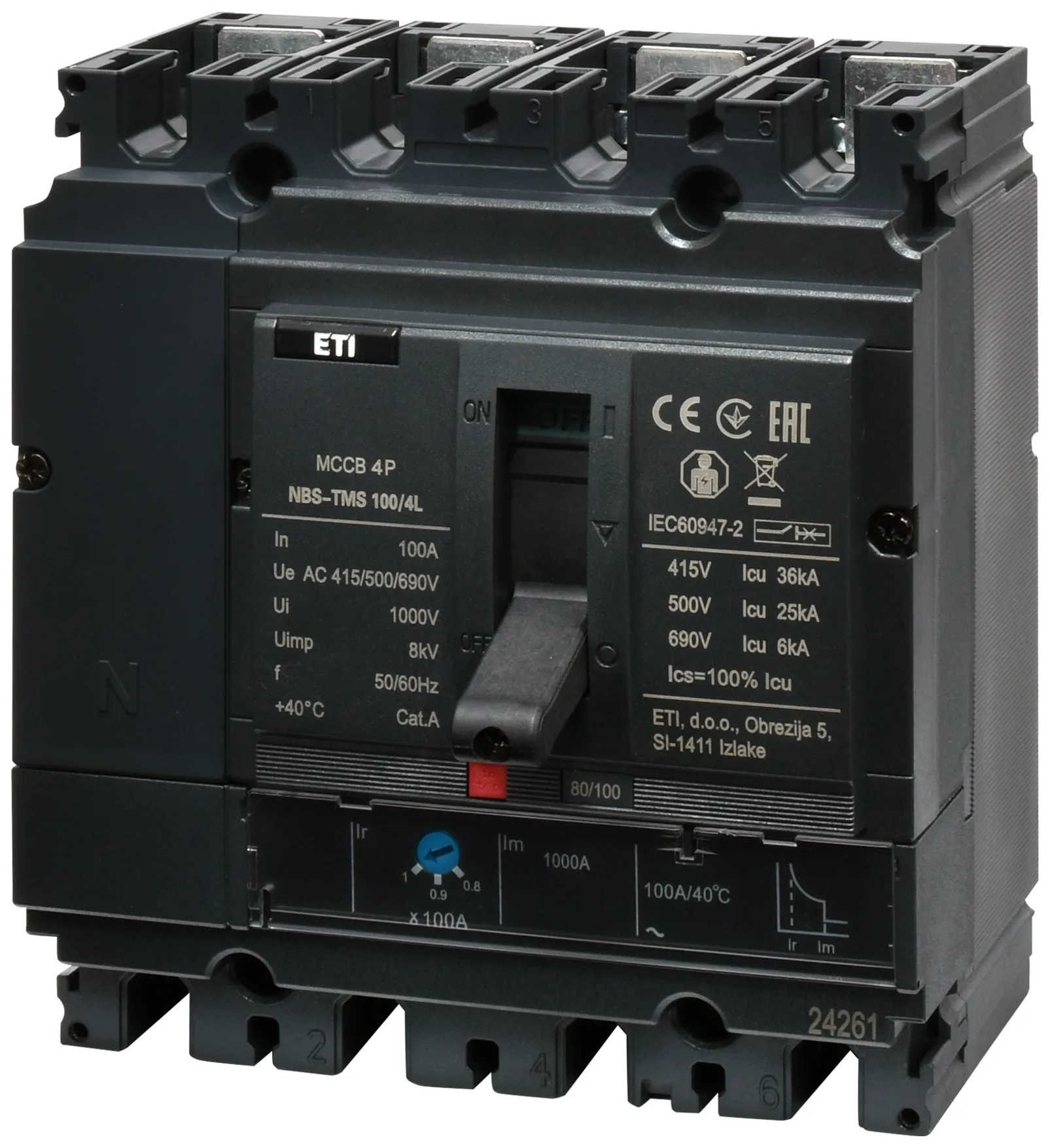 Kompaktni prekidač NBS-TMS 100/4L  25A 4P 004673020