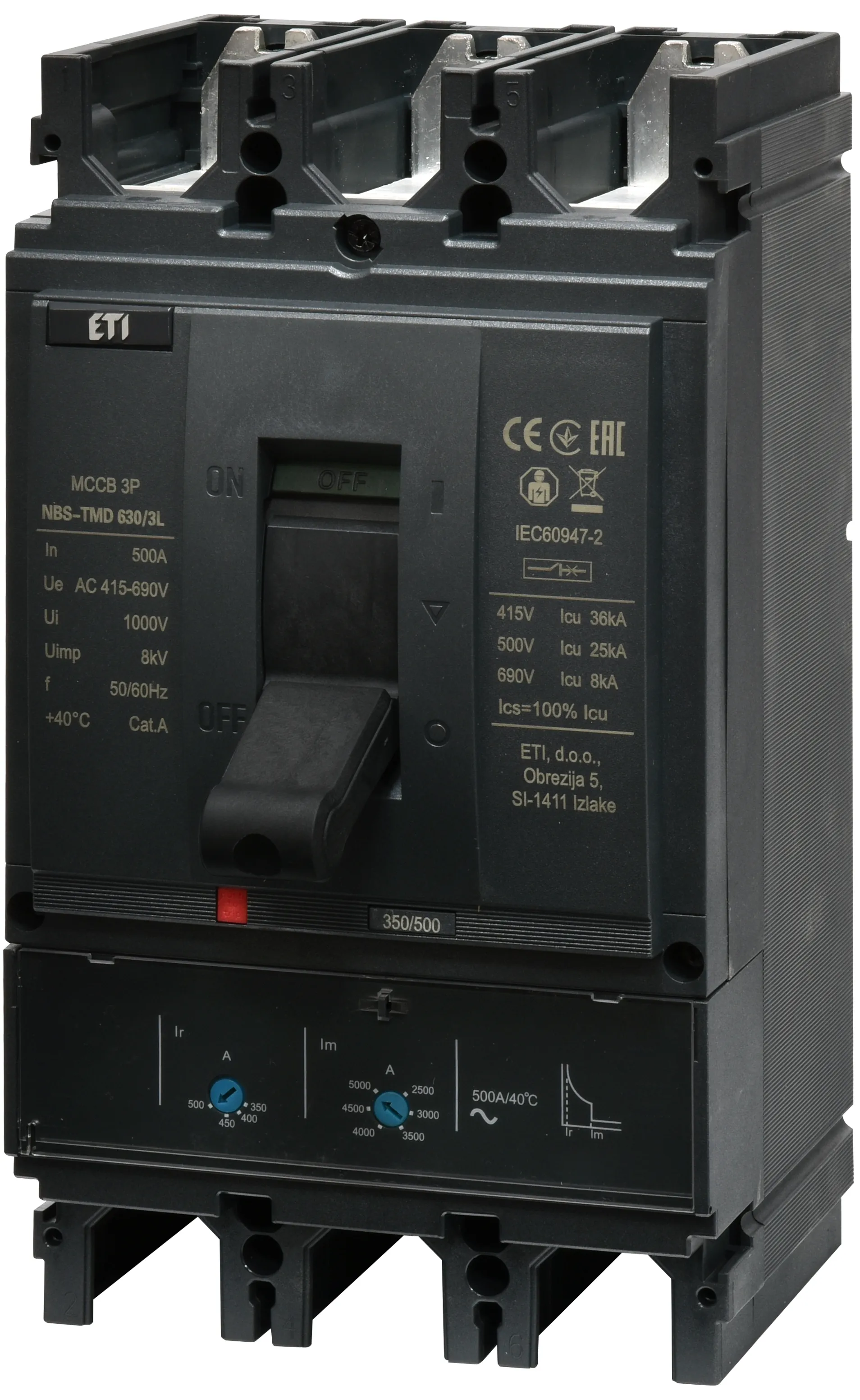 Kompaktni prekidač NBS-TMD 630/3L 500A 3P 004673131