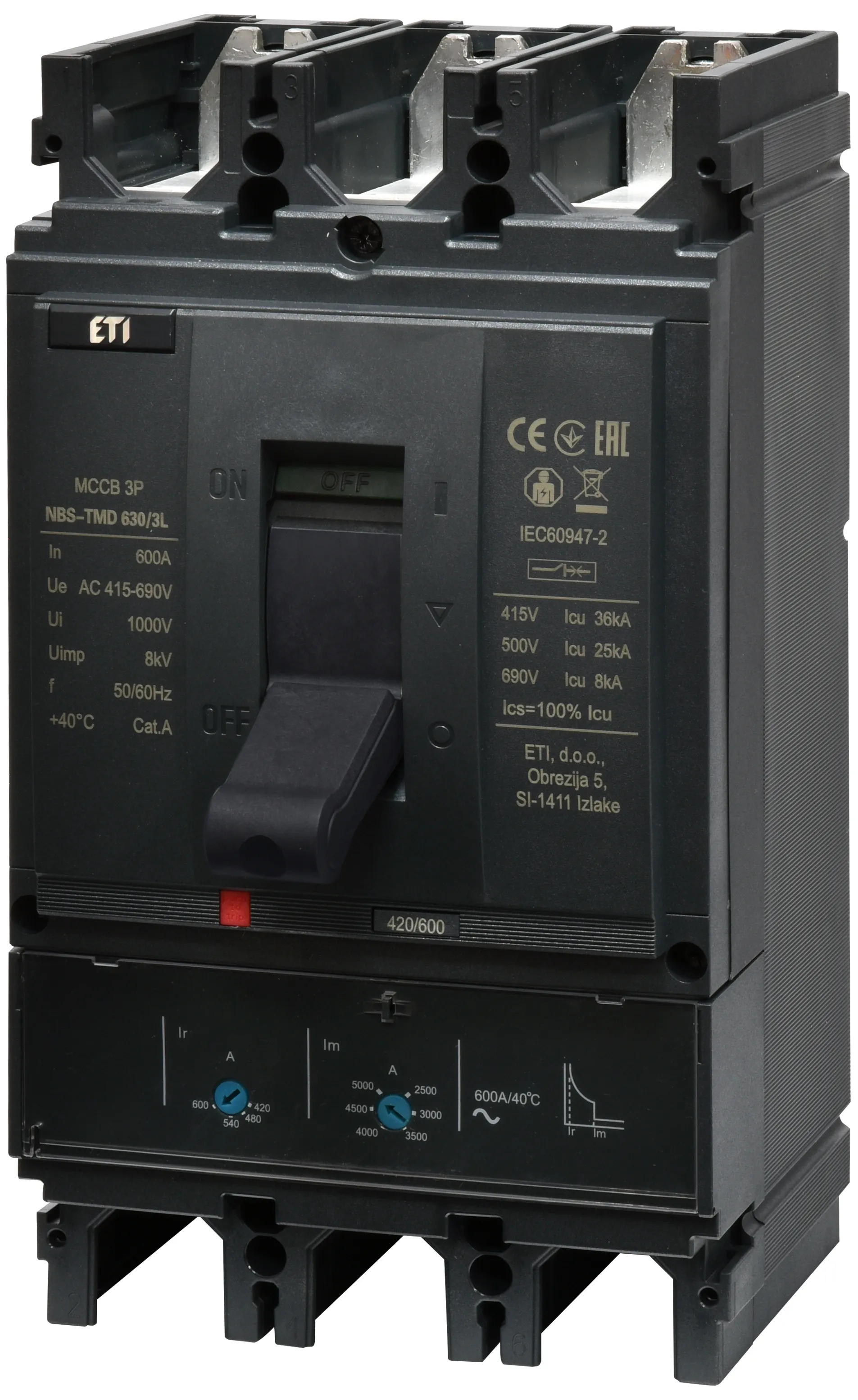 Kompaktni prekidač NBS-TMD 630/3L 600A 3P 004673132