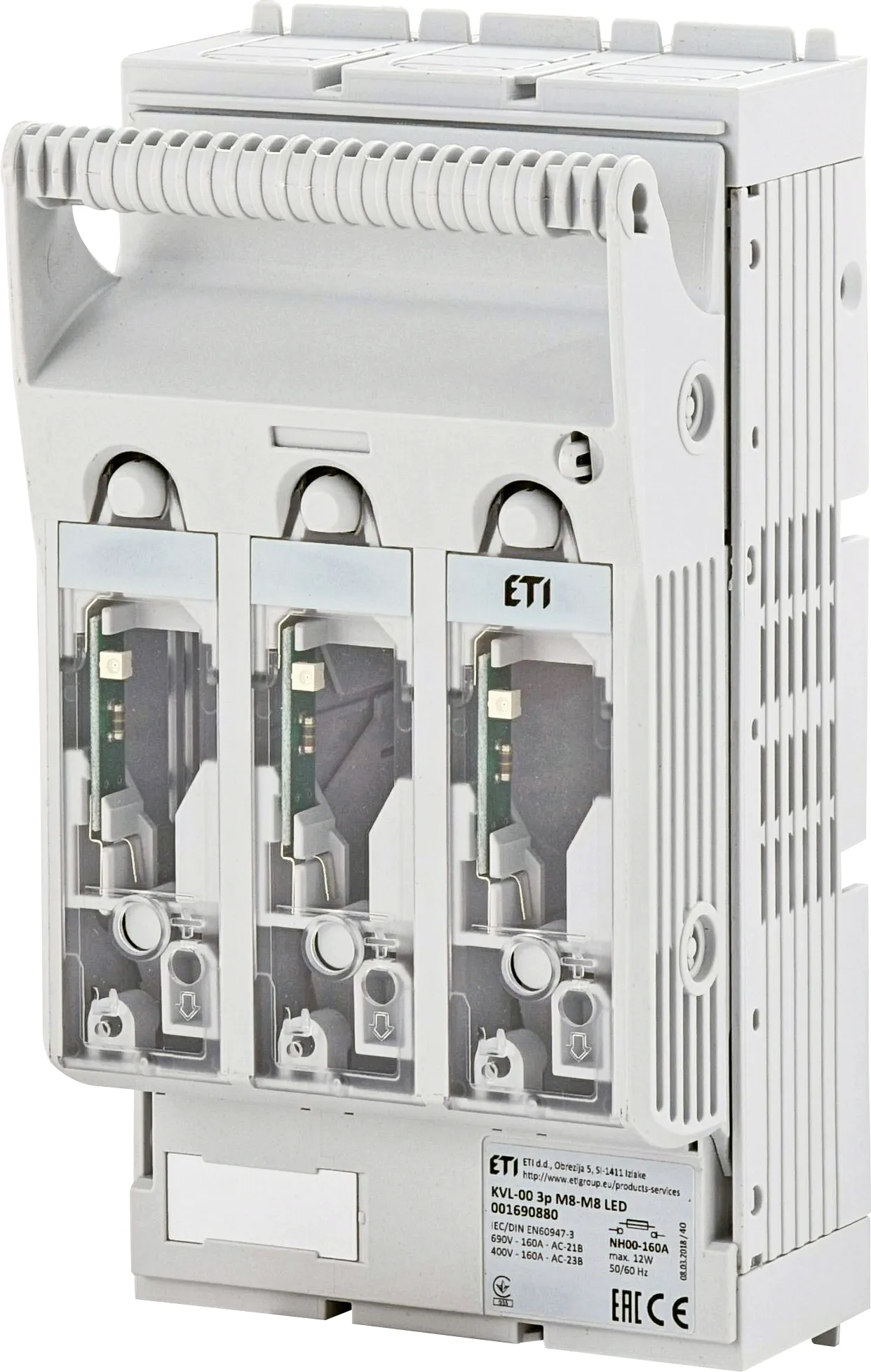 Rastavljač prekidača osigurača KVL-00 3p M8-M8 LED 001690880
