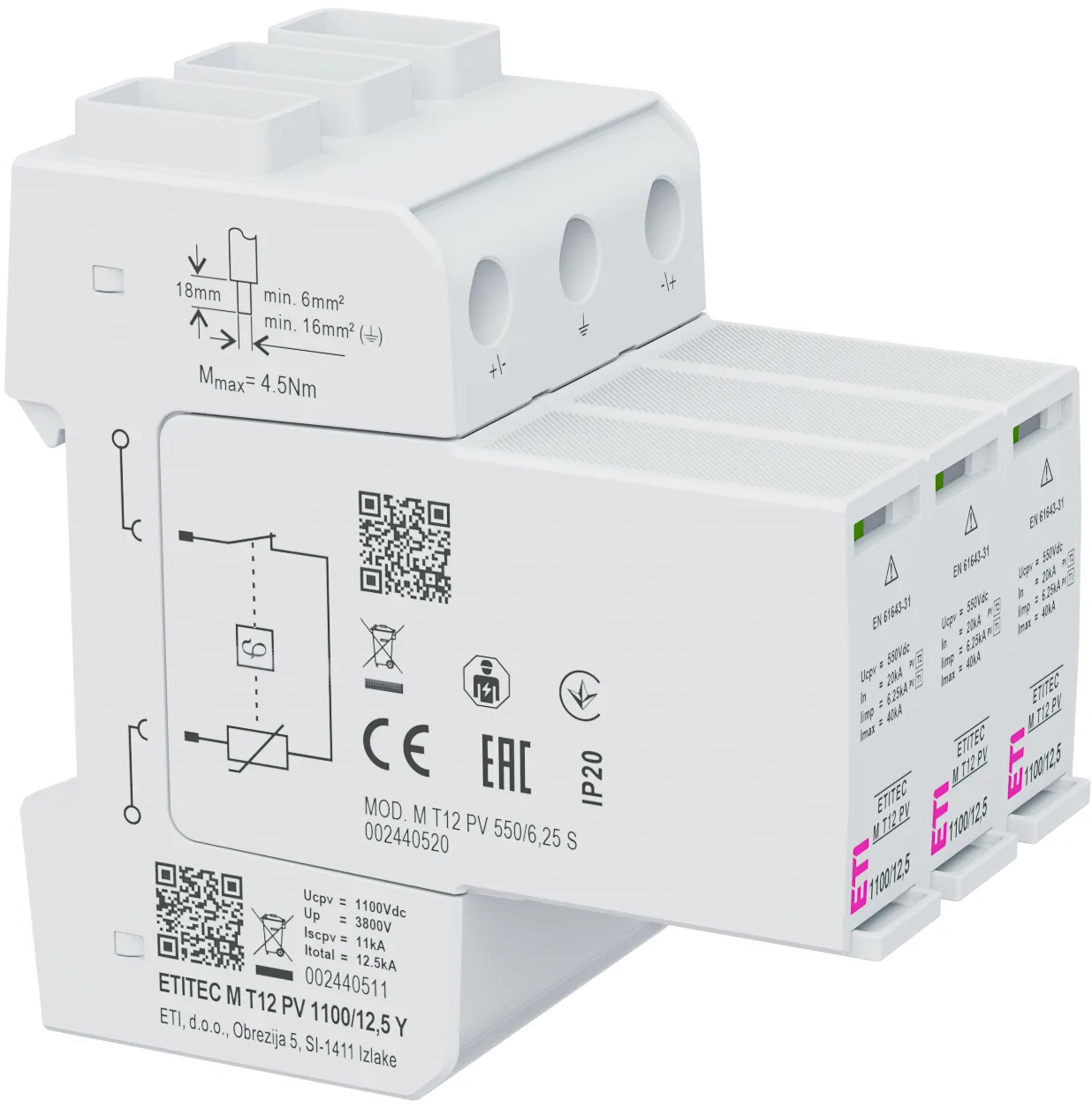 Odvodnik prenapona ETITEC M T12 PV 1100/12,5 Y 002440511