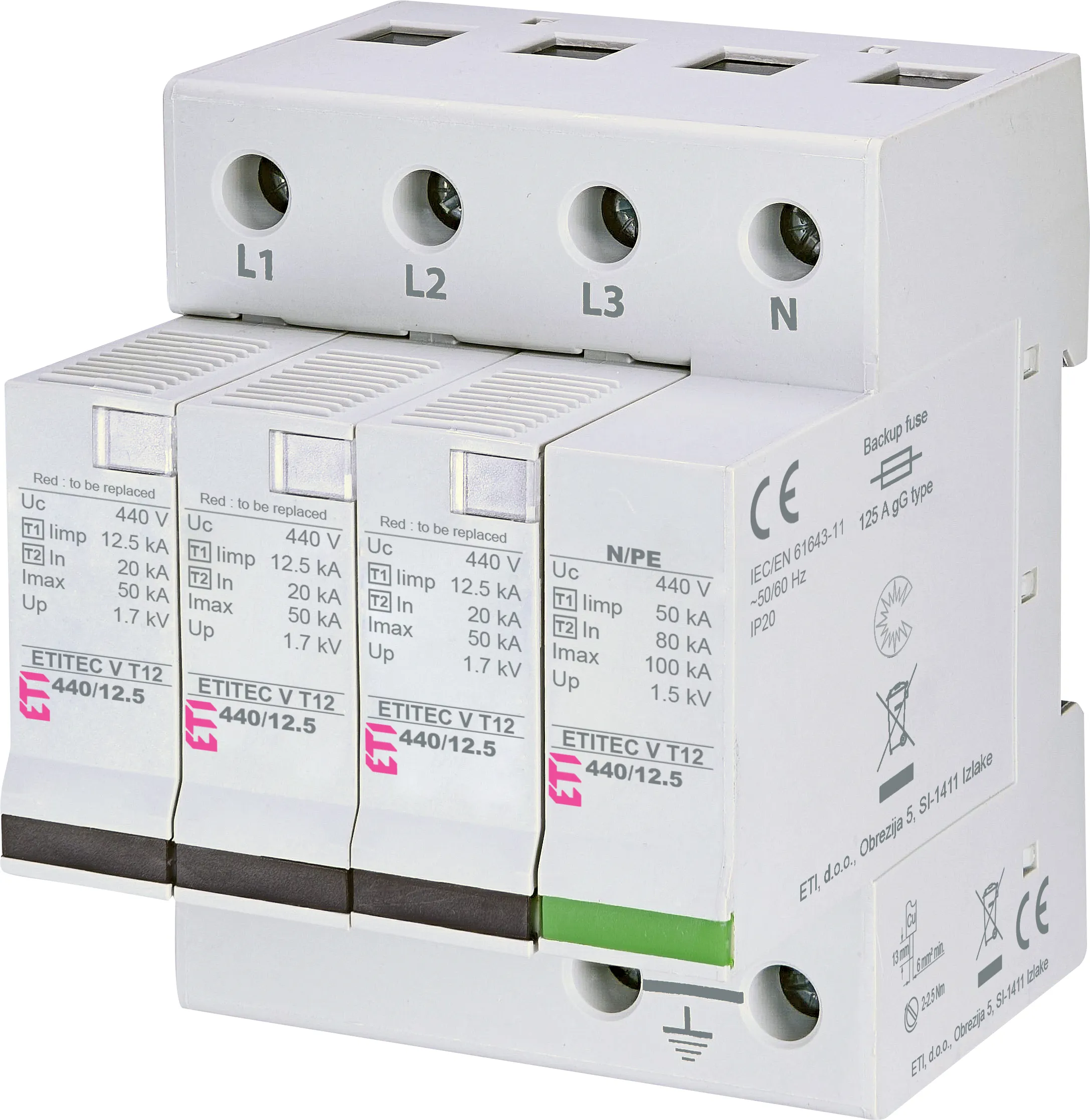 Odvodnik prenapona ETITEC V T12 440/12,5 4+0 RC 002442919
