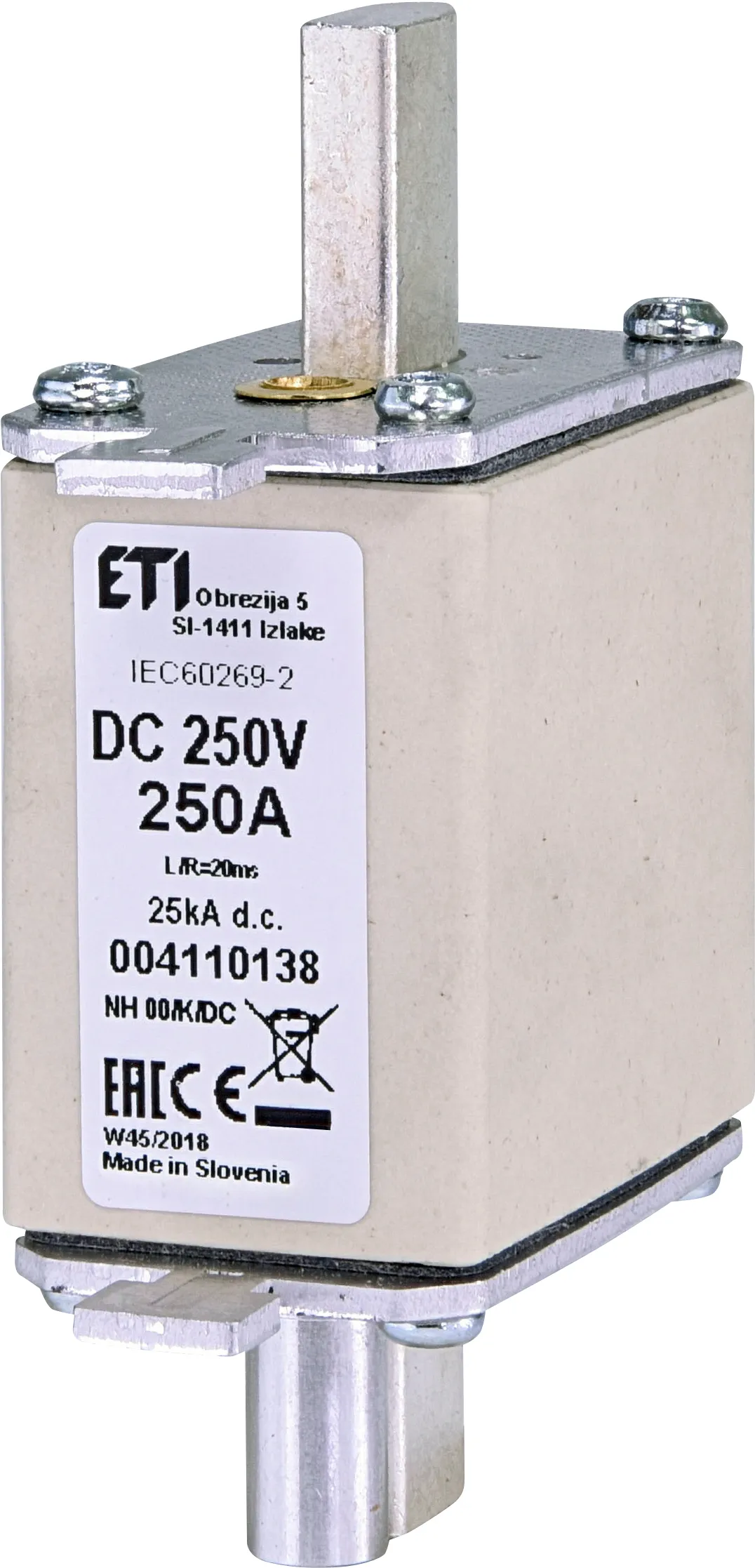 Topljivi osigurač NH00/K 250A/250V DC 004110138