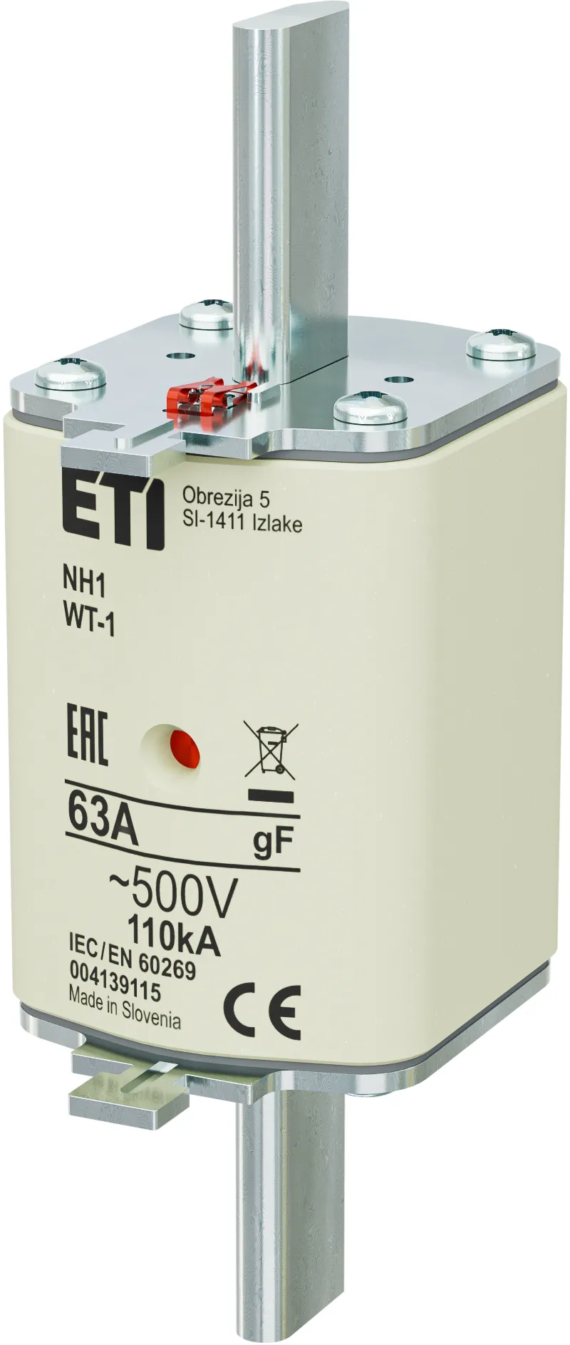 Topljivi osigurač NH1/WT-1 gF 63A/500V 004139115