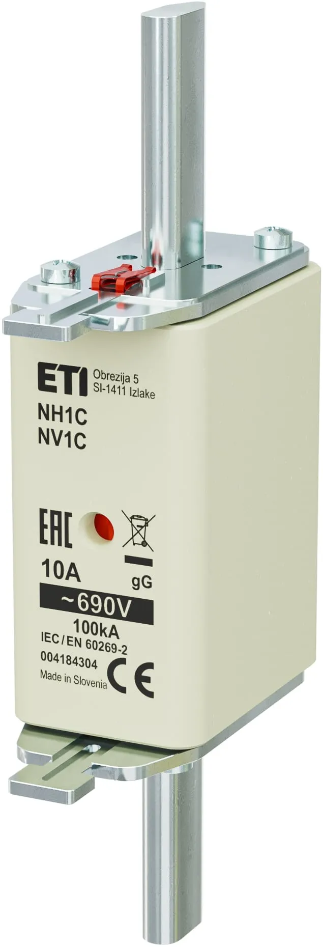 Topljivi osigurač NH1C gG 10A/690V 004184304