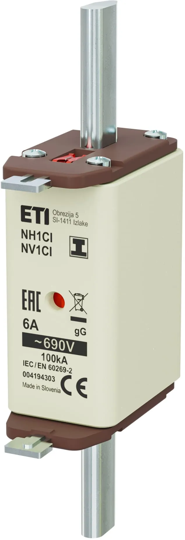 Topljivi osigurač NH1C/I gG 6A/690V 004194303