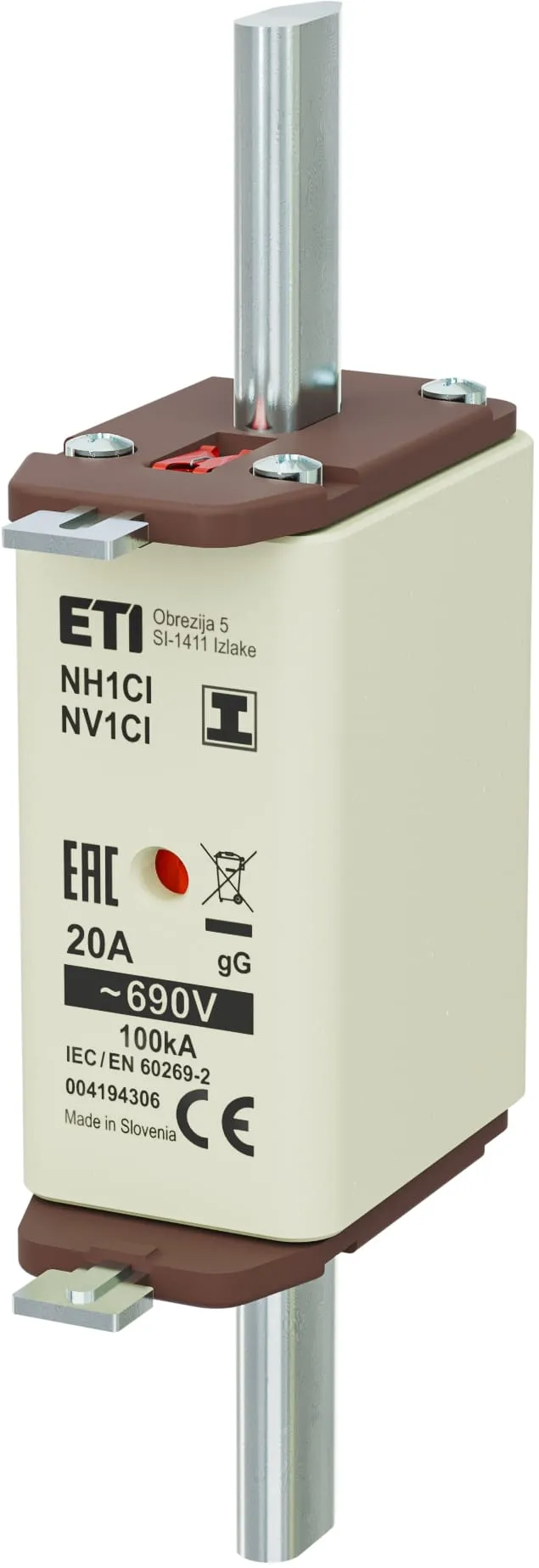 Topljivi osigurač NH1C/I gG 20A/690V 004194306