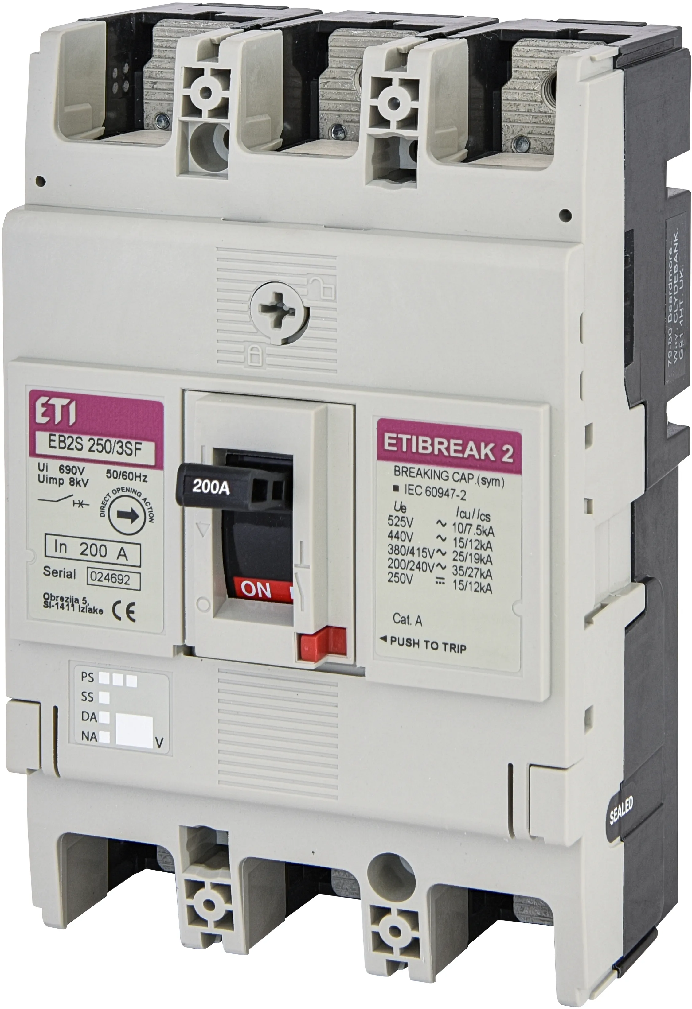 Kompaktni prekidač EB2S 250/3SF 200A 3p 004671838