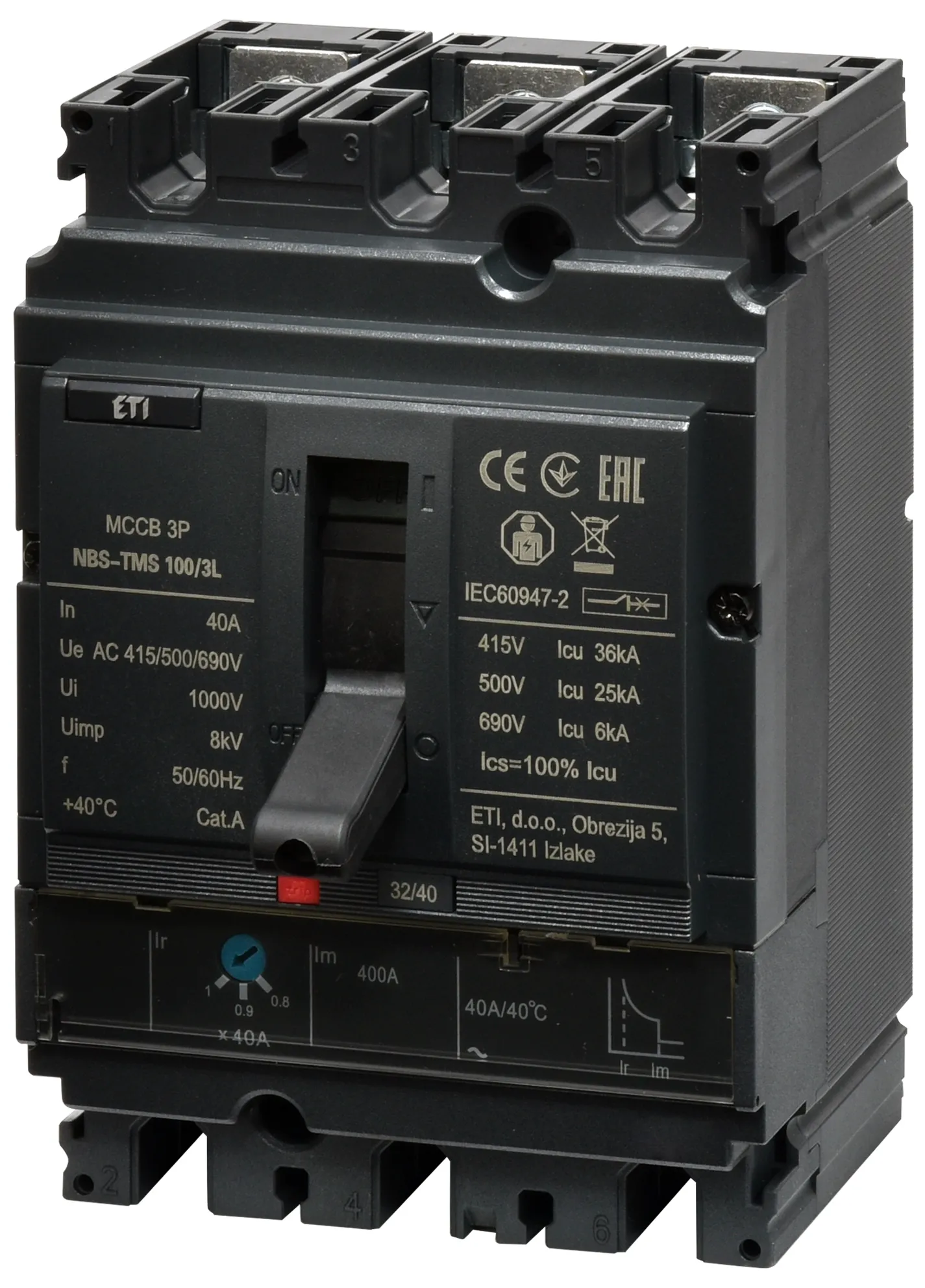 Kompaktni prekidač NBS-TMS 100/3L  40A 3P 004673003