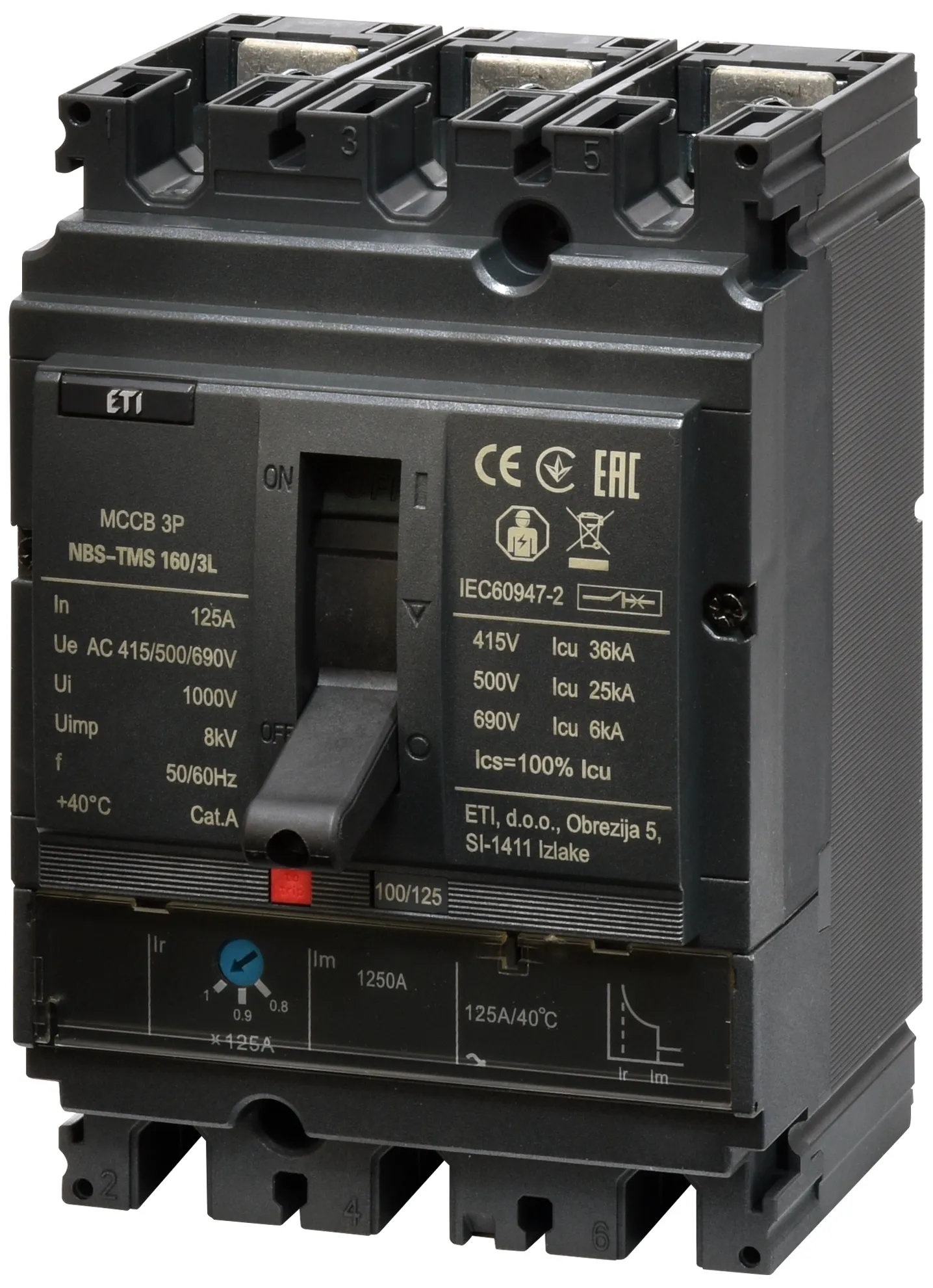 Kompaktni prekidač NBS-TMS 160/3L 125A 3P 004673008