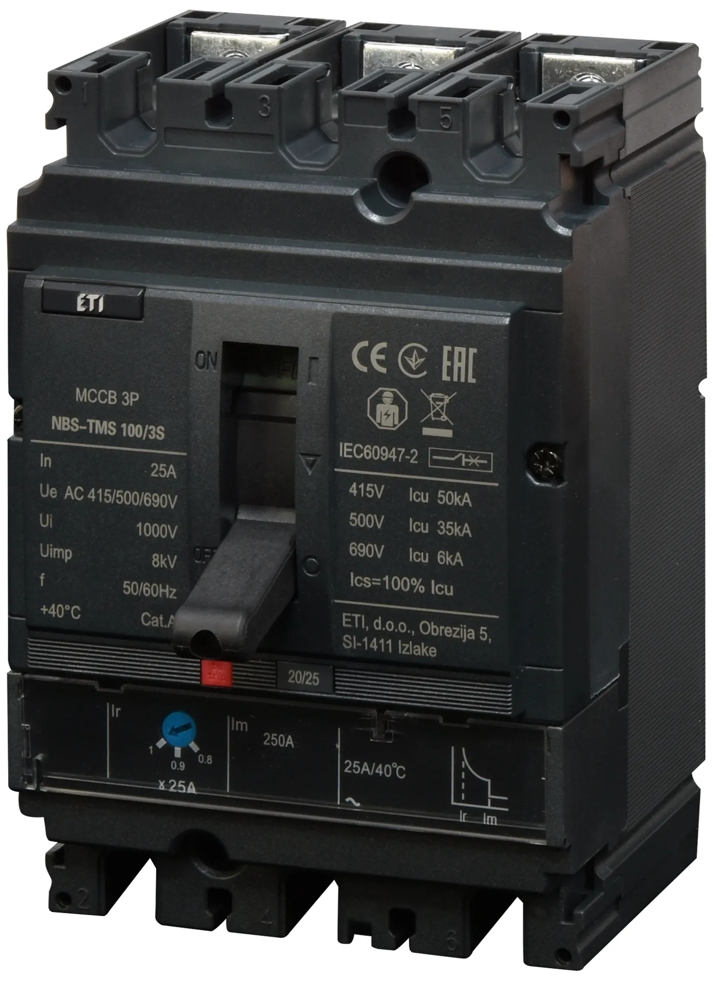 Kompaktni prekidač NBS-TMS 100/3S  25A 3P 004673030