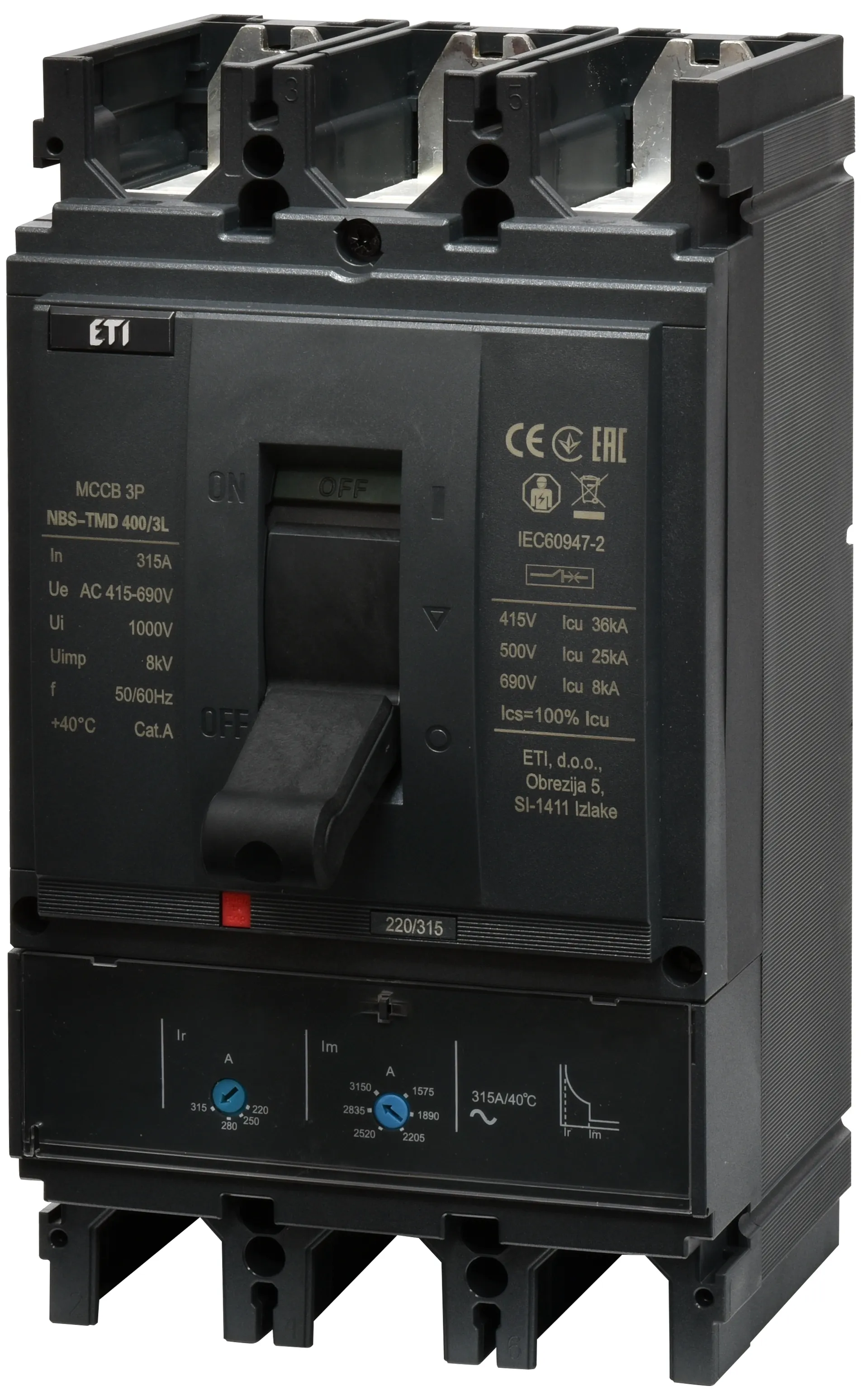 Kompaktni prekidač NBS-TMD 400/3L 315A 3P 004673101