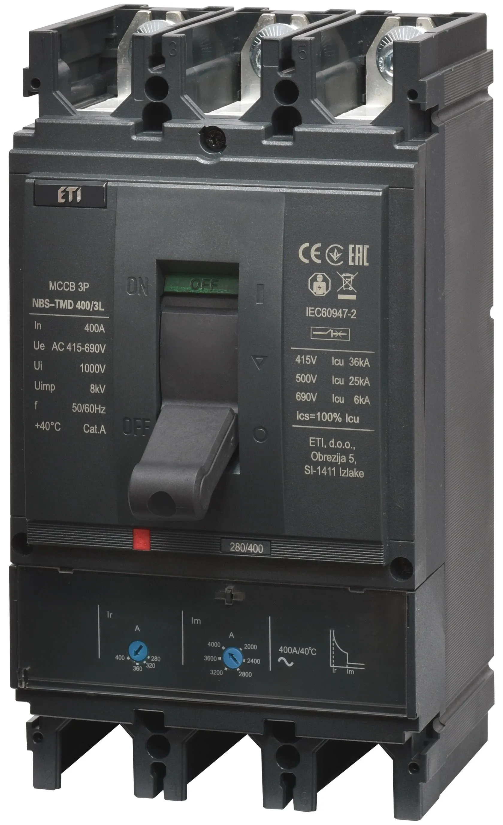 Kompaktni prekidač NBS-TMD 400/3L 400A 3P 004673102